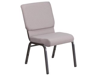 18.5"W Stacking Church Chair in Gray Dot Fabric - Silver Vein Frame