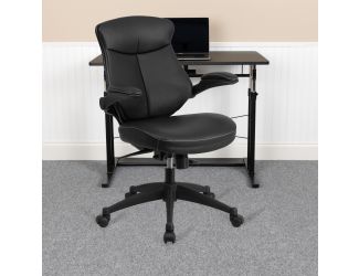 Mid-Back Black LeatherSoft Executive Ergonomic Chair with Back Angle Adjustment