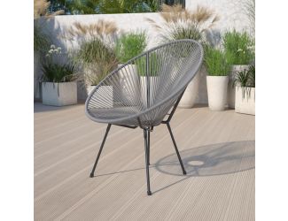 Grey Papasan Oval Woven Basket Bungee Lounge Chair - Indoor/Outdoor Furniture