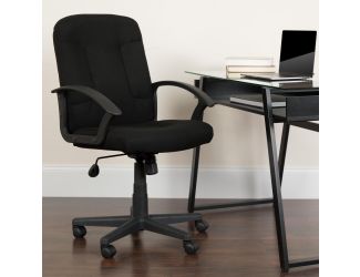 Mid-Back Black Fabric Executive Swivel Office Chair with Nylon Arms