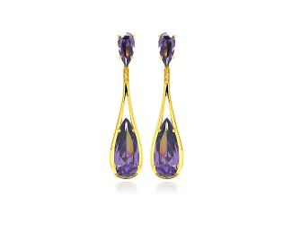 PARIKHS Rose Gold Rhodium Plated Purple Teardrop CZ Dangling Stud Earring in 925 Sterling Silver
