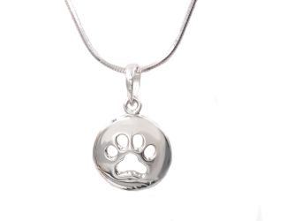 Sterling Silver Paw Print Necklace, 18"