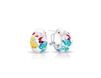 Belle Etoile Butterfly Kisses -  White Enamel, White CZ Earring