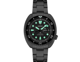 Seiko Prospex Diver SS Blk Ct Automatic Charcoal Dial Black Series Turtle style Night Vision Black