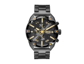 Mens Spiked Chronograph Gunmetal Stainless Steel Watch Gray Dial