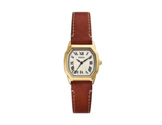 Ladies Harlow Brown Leather Strap Octagon Watch Cream Dial