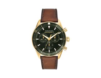Mens Heritage Calendoplan S Chronograph Brown Strap Watch Green Dial