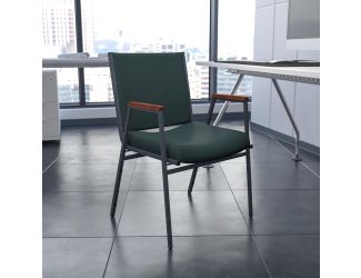Heavy Duty Green Patterned Fabric Stack Chair with Arms - Reception Furniture