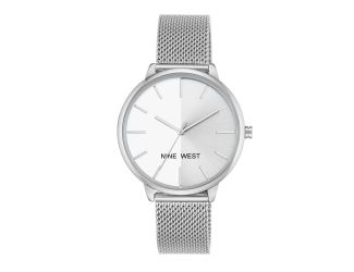 Women's Silver Sunray Dial Mesh Bracelet Watch