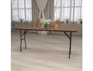 6-Foot Rectangular Wood Folding Training / Seminar Table with Clear Coated Top