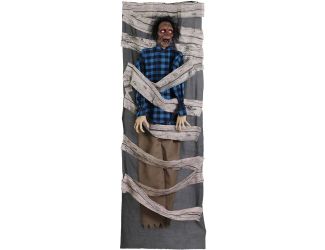 Talking Zombie in Chains One-Piece Door Drape Greeter for Scary Halloween Decoration