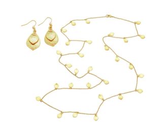 Hammered Leaf Necklace and Earrings