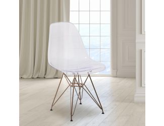 Ghost Chair with Gold Metal Base - Hospitality Seating - Accent and Side Chair
