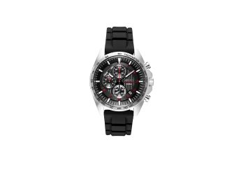 Mens Chronograph Silver Case Black Dial