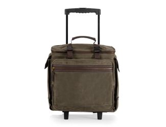 Somm - 12 Bottle Wine Bag - Khaki Green with Brown Accents