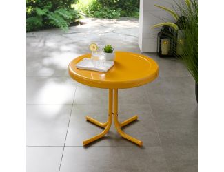 Retro Metal Side Table In Tangerine