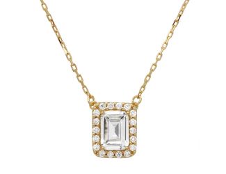 PARIKHS Gold Plated Square Halo CZ Pendant with Adjustable Chain in 925 Sterling Silver