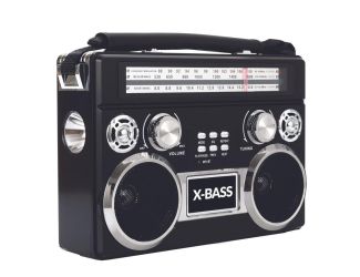 Three Band Radio with Bluetooth and Flashlight - (Black)