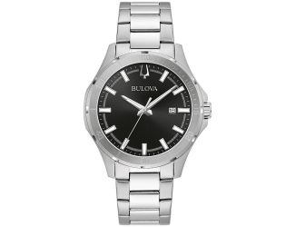 Mens Corporate Collection Silver-Tone Stainless Steel Watch Black Dial