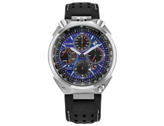 Men's Promaster Tsuno Chrono Racer Black Leather Watch Deep Blue Dial