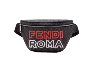 Fendi Roma Fendigraphy Nero and Rosso Leather Belt Bag