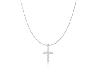 Sterling Silver Crystal Cross Necklace