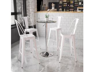 23.5" Round Adjustable Height Glass Table (Adjustable Range 33.5" - 41")