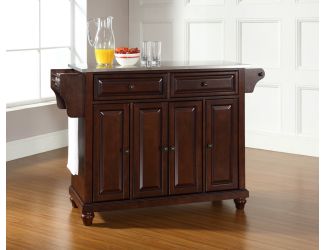 Cambridge Stainless Steel Top Kitchen Island in Vintage Mahogany Finish