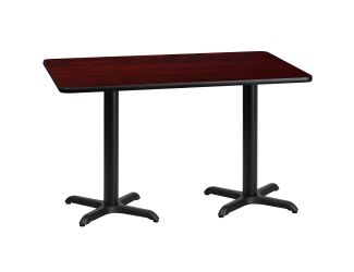 30" x 60" Mahogany Laminate Table Top with 22" x 22" Table Height Bases