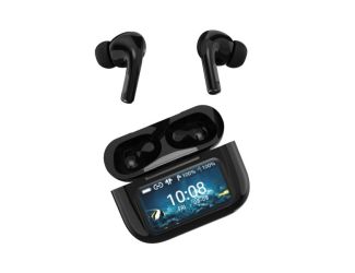 Noise Cancelling True Wireless Earbuds w/ Touch Screen Case Black