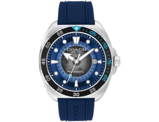 Men's Charter Automatic Blue Silicone Strap Watch Navy Dial