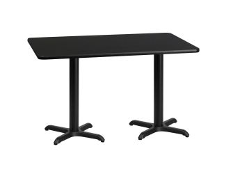30" x 60" Rectangular Black Laminate Table Top & 22" x 22" Table Height Bases