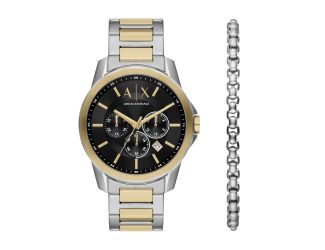 Men's Banks 2-Tone Chronograph Watch and Silver Bracelet Set