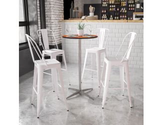 24" Round Wood Cocktail Table with 30" and 42" Columns