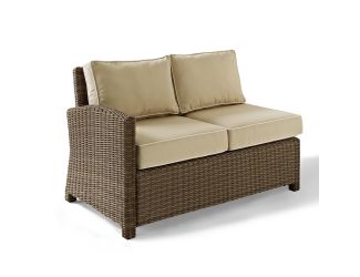 Bradenton Outdoor Wicker Sectional Left Corner Loveseat with Sand Cushions
