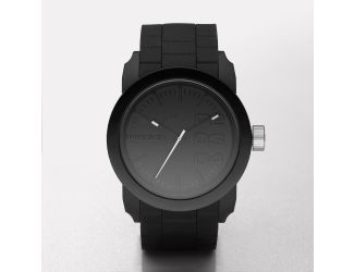 Mens Double Down Black Silicone Watch Black Dial