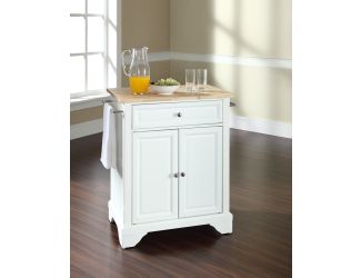 LaFayette Natural Wood Top Kitchen Island White Finish