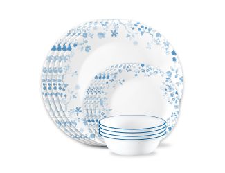 12pc Glass Dinnerware Set Garden Song