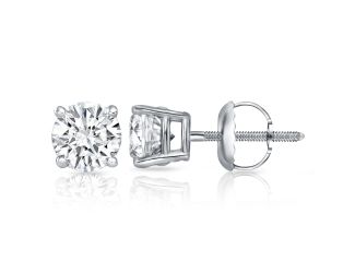Bright White Round Lab Grown Diamond Prime Screwback Stud in 10K Yellow Gold 0.80ct, FG, SI2 I1