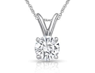 Four-Prong Diamond Pendant w/Chain Size 1.00ct