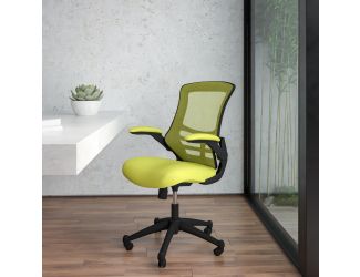 Mid-Back Green Mesh Swivel Ergonomic Task Office Desk Chair with Flip-Up Arms