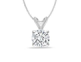 Bright White Round Lab Grown Diamond Pendant in 14K White Gold 0.45ct, Color-FG, Clarity-VVS