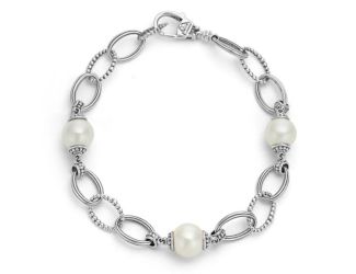 Caviar Pearl Link Bracelet Size 8"
