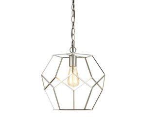 Bellini Polygons Pendant Light for Hardwire or Plug-In Swag Installation in Brushed Nickel