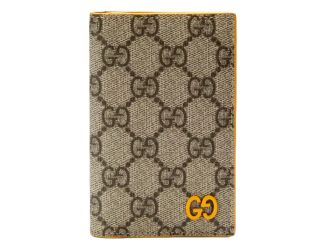 Gucci GG Supreme Canvas Vertical Bifold Wallet Yellow Beige
