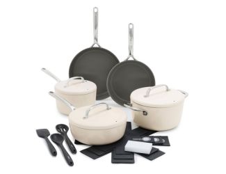 GP5 Hard-Anodized 15pc Ceramic Nonstick Cookware Set Cloud Cream