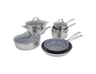 Clad H3 10pc Stainless Steel Ceramic Nonstick Cookware Set