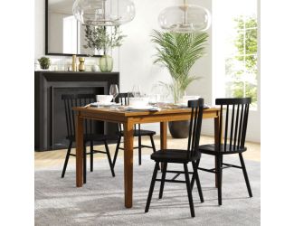 Solid Wood 47 Inch Commercial Grade Dining Table for 4 in Brown Matte Finish