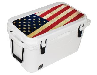 50 QT White American Flag Bison Cooler