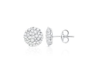 Crislu Round Glisten Stud Earrings Finished in Pure Platinum